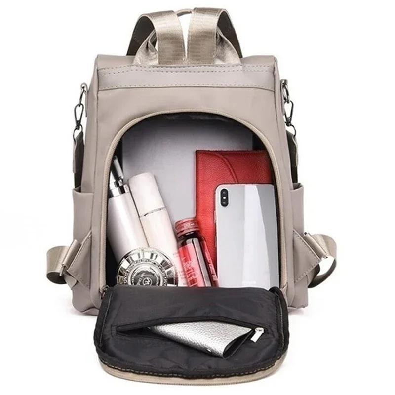 Fashion Nylon Solid Color Lightweight Waterproof Large Capacity Detachable Shoulder Strap Multi Functional Women's Backpack