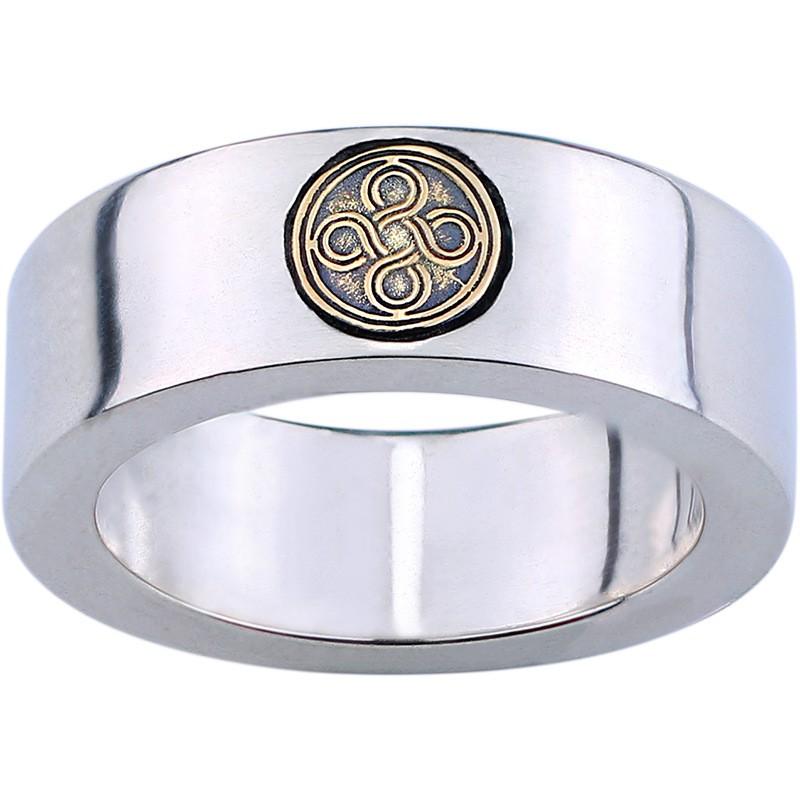 Adjustable Open Ring Men Women Sterling Retro Geometric Infinity Wheel Design Handmade Statement Jewelry
