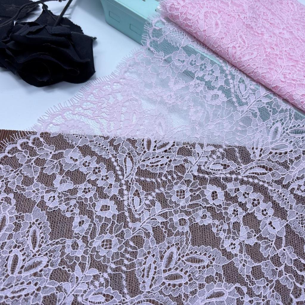 3m x 23cm French Chantilly Lace, Non-stretch Eyelash Lace Fabric for Sewing, Bra, Underwear, Lingerie, Dress, Garment, Crafting
