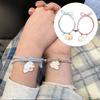 1 Pair Couple Bracelet Adjustable Cartoon Charm Magnetic Half Love Heart Friendship Bracelet Fashion Accessories Romantic Birthday Gift