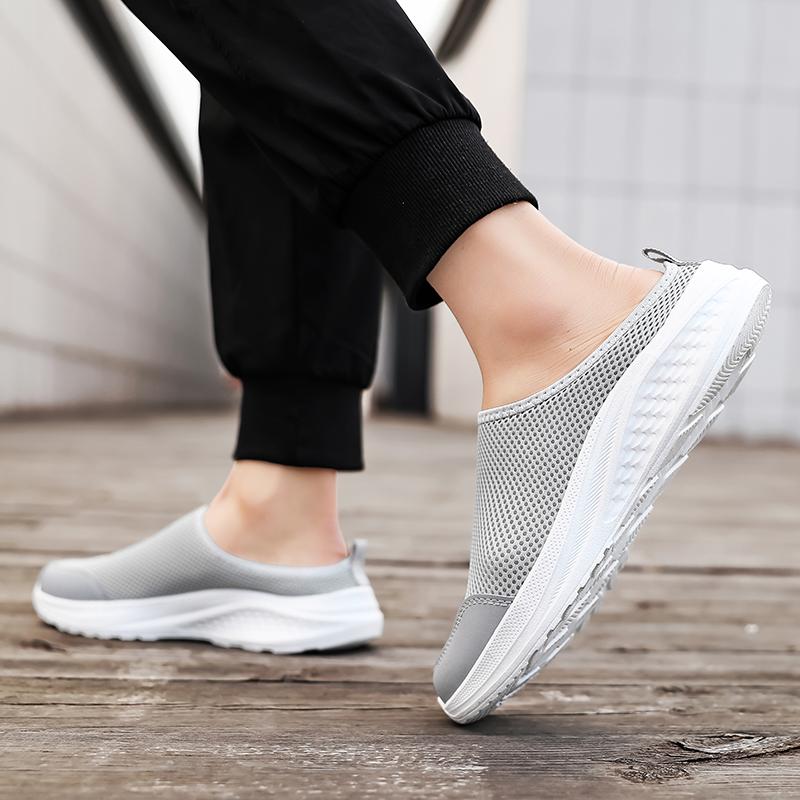 39-48 Men's Large Size Mesh Half Drag Home Casual Shoes Indoor Slippers