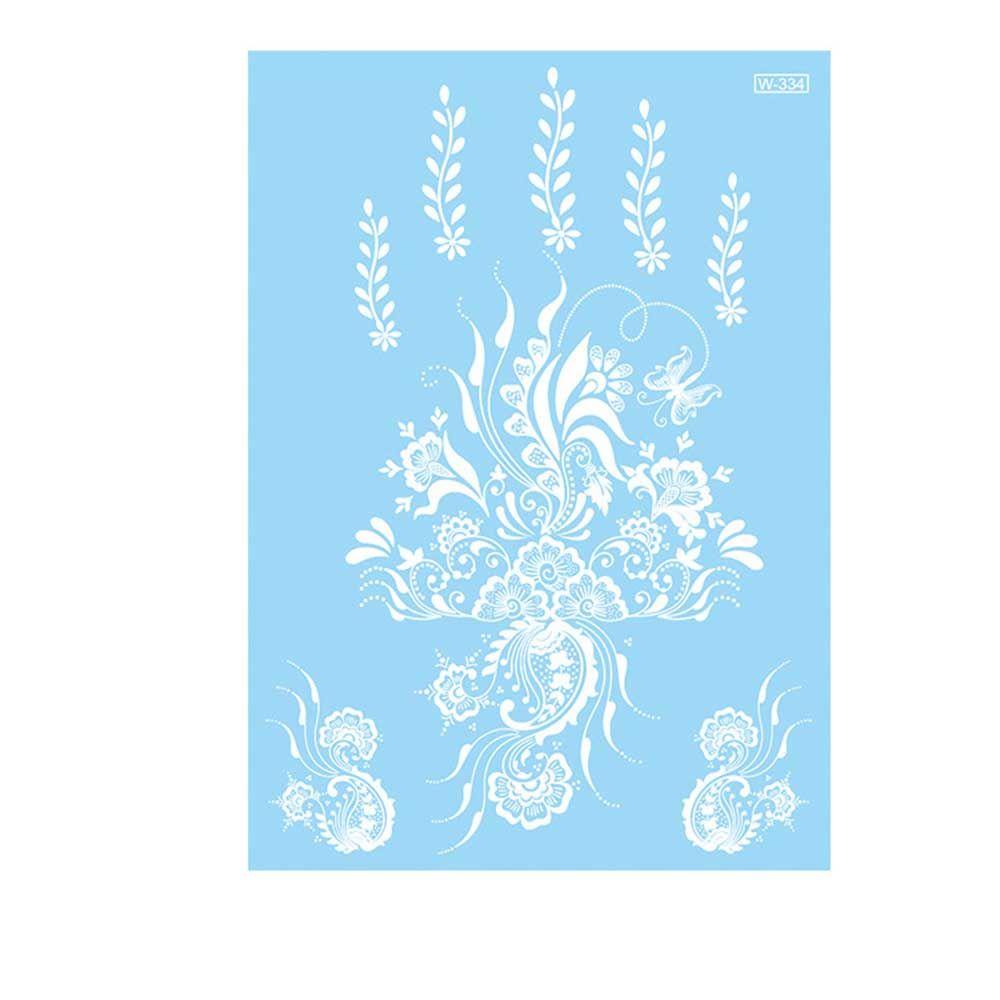 White Lace Arm flower Waterproof Body Art Temporary Tattoos Henna Stickers Tattoo Sticker Simulated
