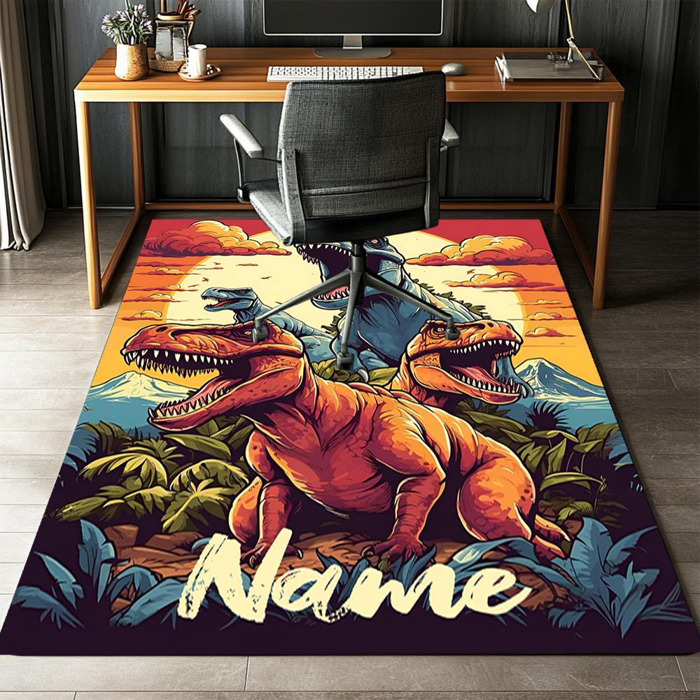 Custom Name Dinosaur Printed Carpet,Rug for Office Chair Living Room Bedroom Kitchen Room Decor Gifts.