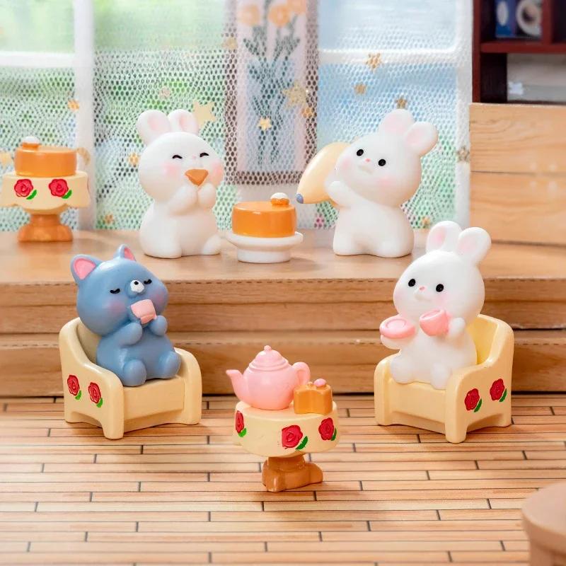Kawaii Animal Resin Home Decoration Figurines Dollhouse Micro Landscape Accessories Fairy Garden Miniatures Room Desktop Decors