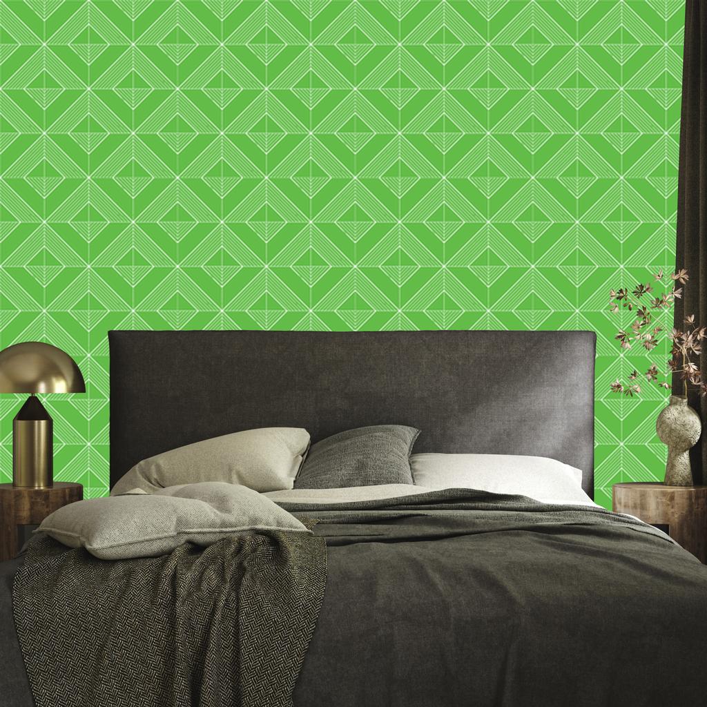 Wallpaper Geometric rhombuses green, center green 50x1000