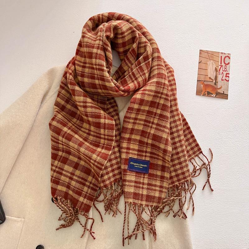 Autumn and winter new versatile scarf women's thickened woven thick beard fringed warm scarf imitation cashmere shawl