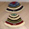 Warm Knitted Bucket Hat Anti-cold Woven Basin Cap Elegant Striped Fisherman Hat  Travel