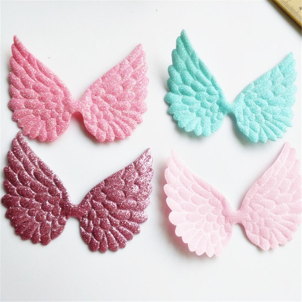 10PCS Glitter Fabric Cute Angel Wings Artificial Leather Appliques DIY Hair Accessories Decor Craft Gift for Anniversary