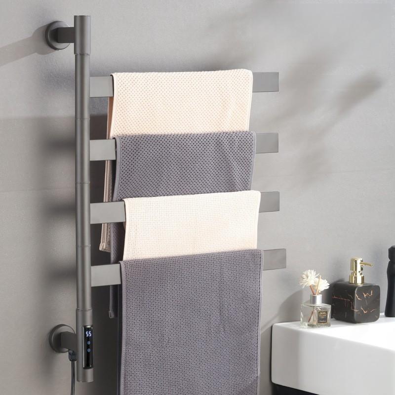 Stainless Steel Intelligent Electric Towel Rack Bathroom LED Digital Display Constant Temperature Drying Storage Rack