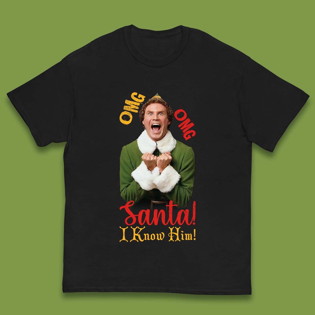 The Elf Omg Omg Santa I Know Him! Christmas Kids T Shirt