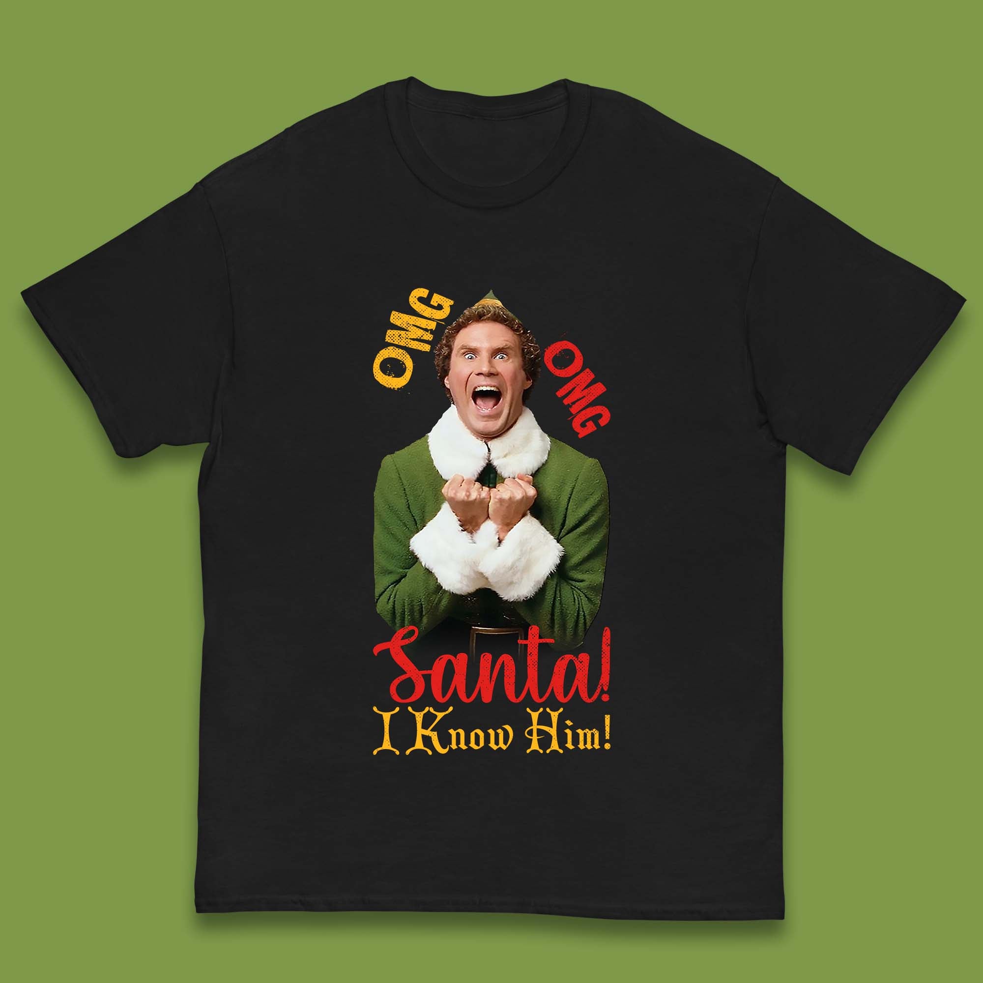 The Elf Omg Omg Santa I Know Him! Christmas Kids T Shirt 100