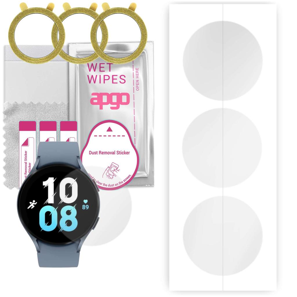3x apgo Hydrogel Displayschutz für Samsung Galaxy Watch 5 44mm, Hydrogel Film, mit Positionierungsschicht, einfache Installation
