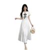 French First Love Doll Collar Huge Good-looking Dress Women's Summer College Style Gentle White Short-sleeved Temperament Long Skirt