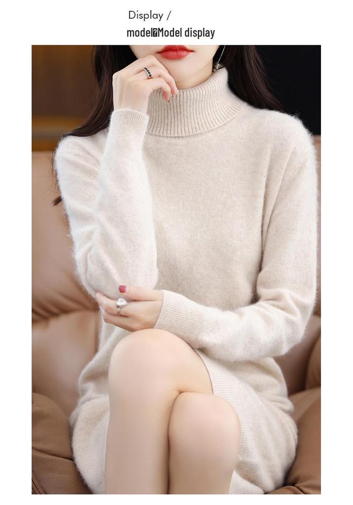 Women's Mink Velvet High Neck Knit Dress