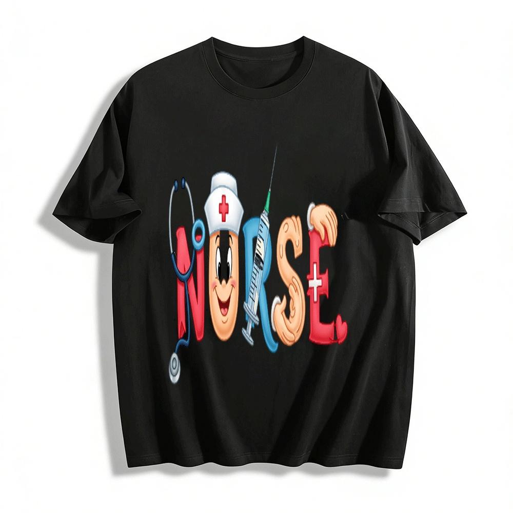 

Fun Nurse Themed Printed Casual T-Shirt For Medical Staff Daily Wear Pure cotton T-shirt XXS