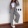 Conjuntos de Dos Piezas para Mujer Conjunto de Pantalón Cuello Vuelto Conjuntos a Juego Abrigos Casuales Pantalones Largos Cintura Alta Y2k Ropa de Calle Primavera Jogger