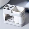 Chic Hollow Design Toothbrush & Toothpaste Holder Set with Drain - Ideal for Bathroom Organization, Home Decor