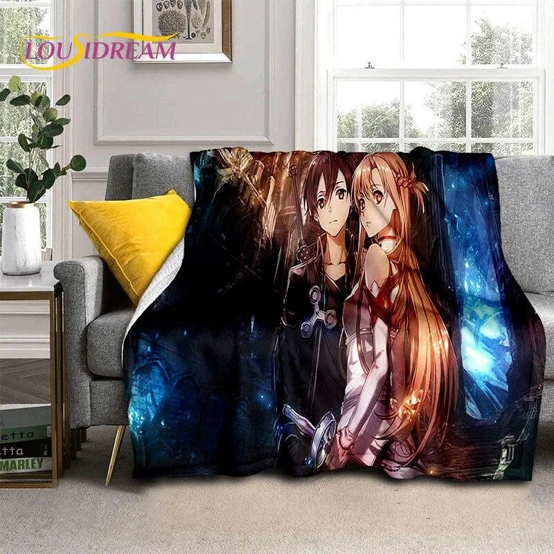 SAO Novel Cartoon Sword Art Online Decke, weiche Überwurfdecke für Zuhause, Schlafzimmer, Bett, Sofa, Picknick, Reisen, Büro, Decke für Kinder