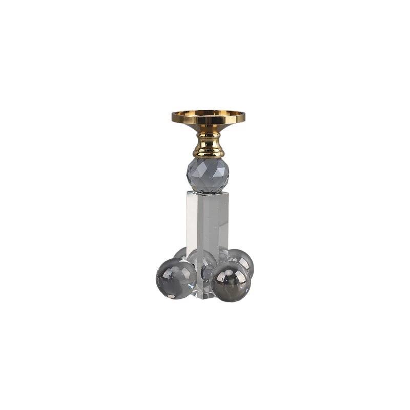 Glass Candle Holder Geometric Crystal Crafts Candlestick Clear Crystal Ball Candelabrum Home Decoration Accessories