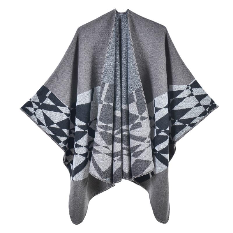 Neuer Herbst- und Winter-Damen-Schal geometrisches Muster Imitation Kaschmir Verdickt Warm Geteilter Umhang Schal E-Commerce-Großhandel