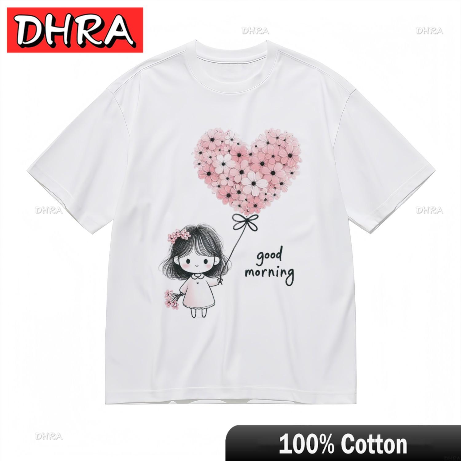 

Womens Comfy Comfortable Classic TShirt Pink Floral Balloon Cartoon Design Tee Clothing for Daily Wear TShirt Women Slogan 3XL