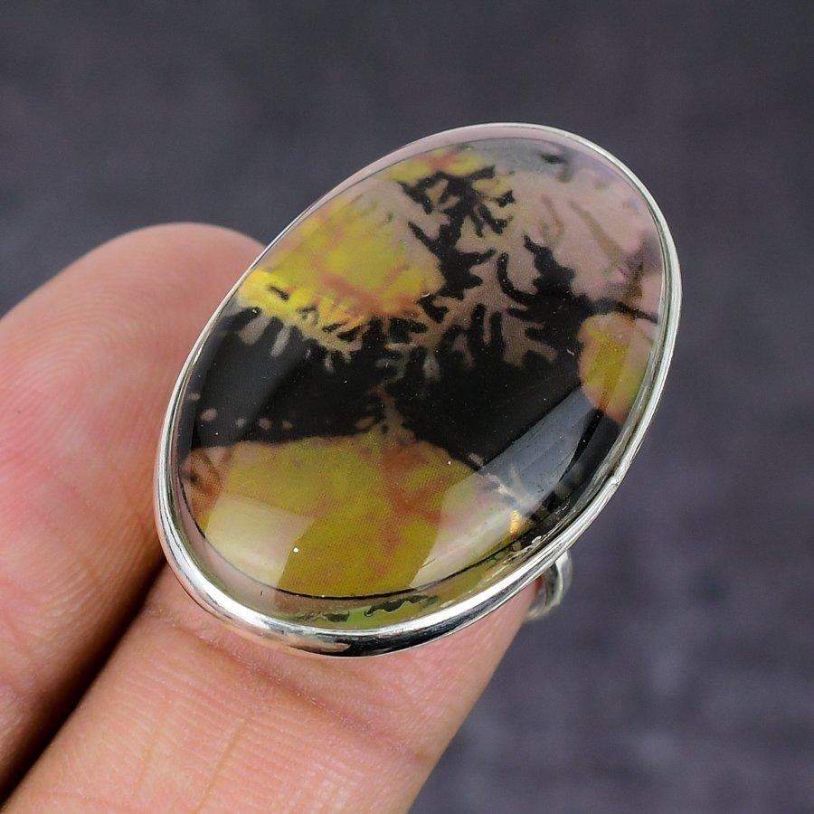 Natural Dichroic Glass Gemstone 925 Sterling Silver Jewelry Ring Size 7 t3c02