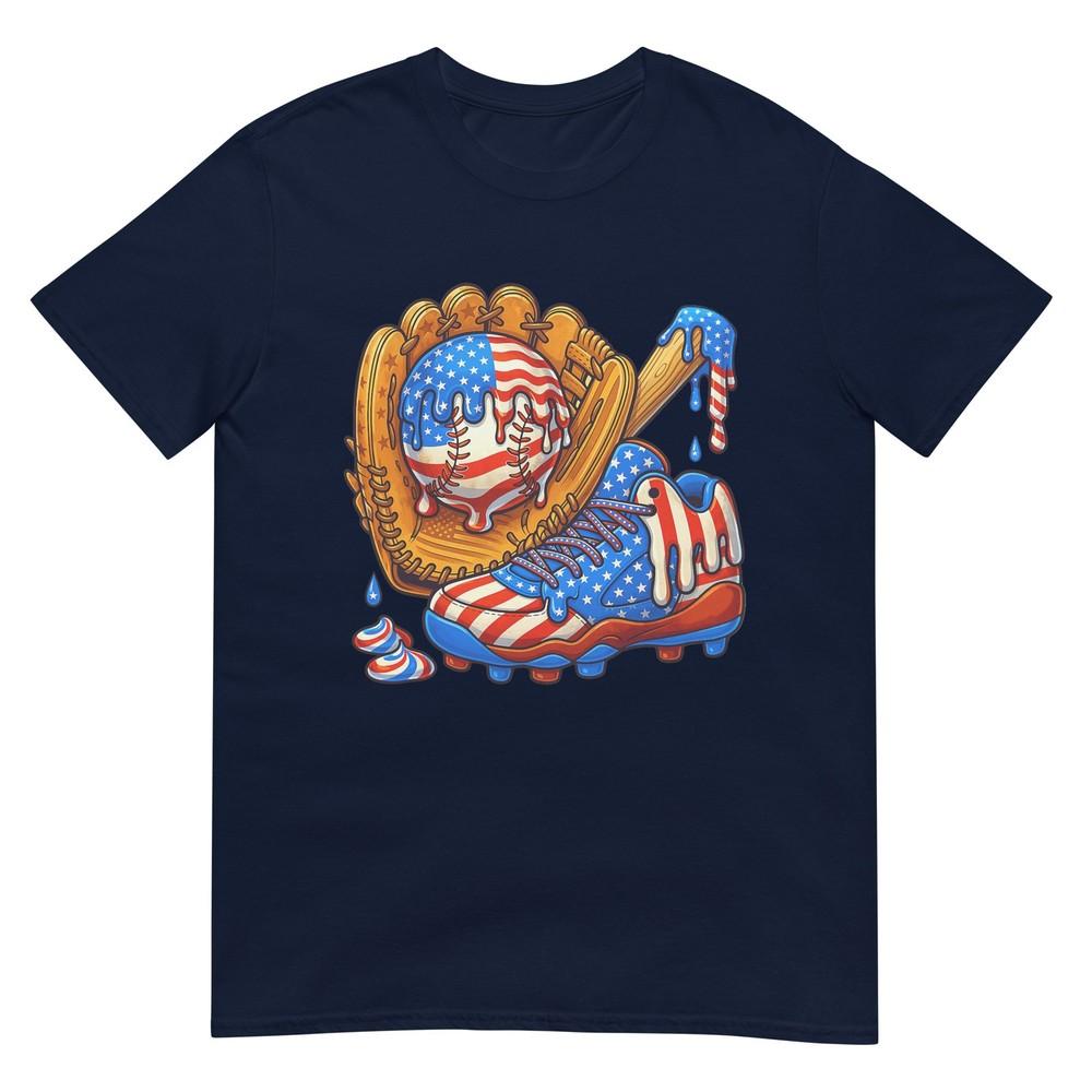 Ice Cream Drip Baseball Stuff American Flag For Boys Kids TShirt S