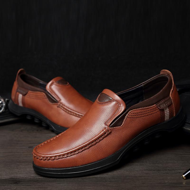 Genuine Leather Men Slip On Shoes Large-sized 37-48 Leisure Walk Loafers Retro Driving Shoes Outdoor Male Casual Shoes Moccasins
