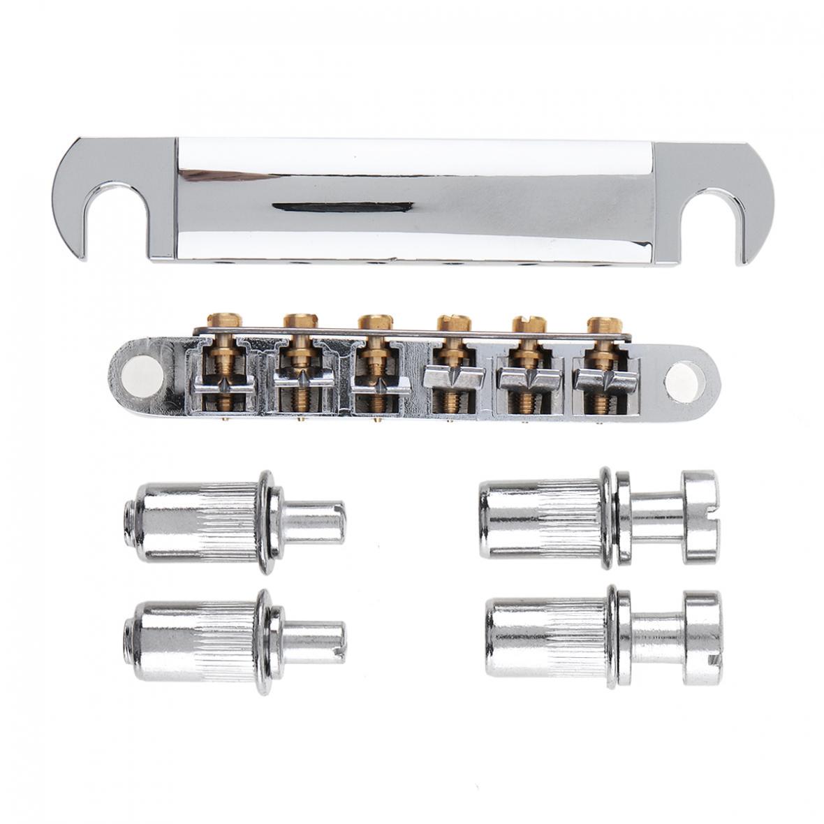 

6-струнная электрогитара из цинкового сплава, хвостовик моста, фиксирующий ролик седла Tune-O-Matic для гитары серебряный