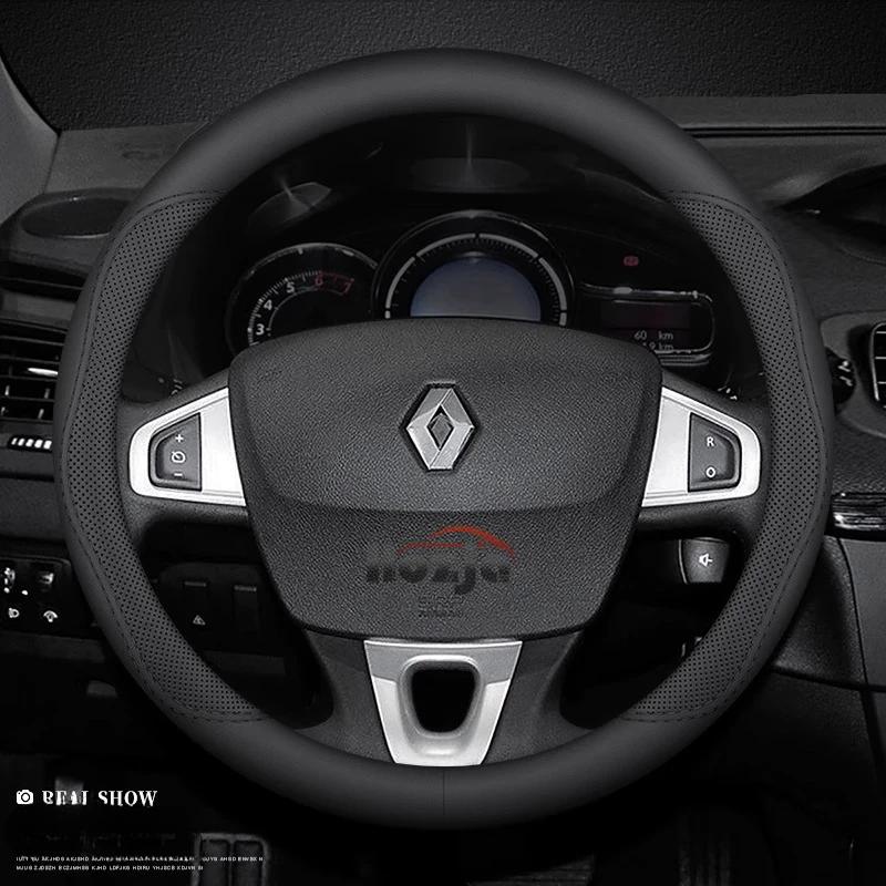 Car Leather Steering Wheel Cover for Renault Master Symbioz Kangoo ARKANA Kaptur Sandero ZOE Clio Twingo Espace Auto Accessories