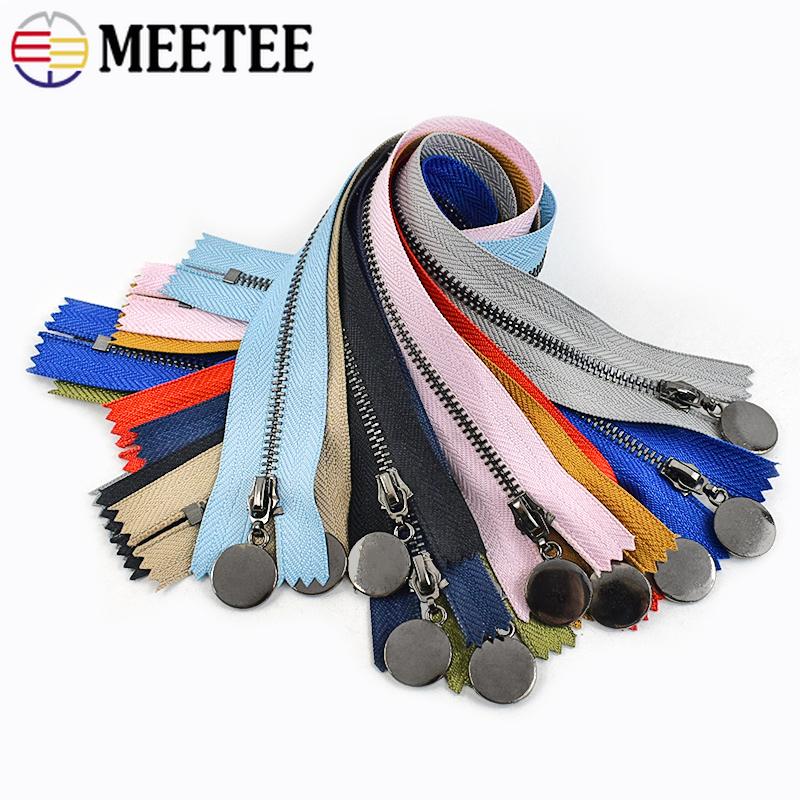 Meetee 3/5 Bucăți Kit de Reparație Fermoar Metalic #3 15-30cm Capăt Închis 40-70cm Capăt Deschis Fermoare pentru Buzunar Îmbrăcăminte Accesorii de Cusut