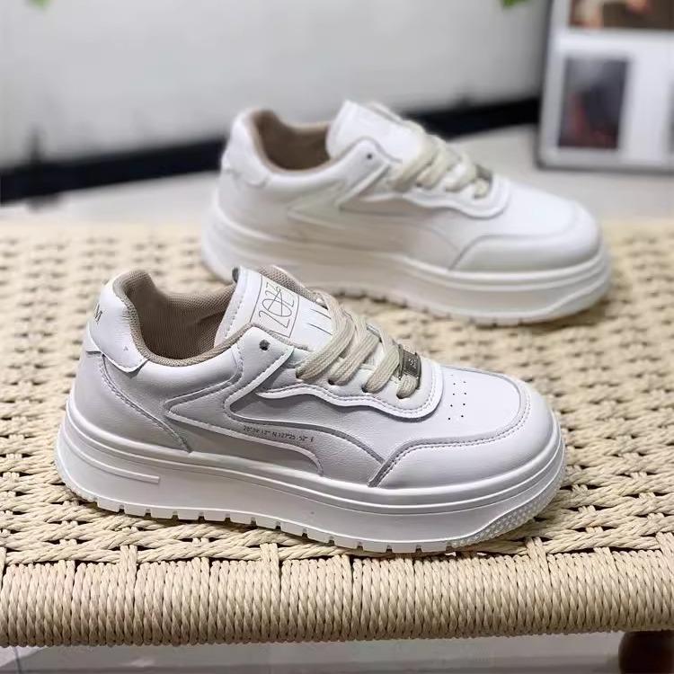 Platform women's spring new versatile casual sports shoes round head lace-up heightening board shoes