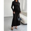 Women's Autumn and Winter Temperament Pure Colour Package Hip One Lapel Dresses