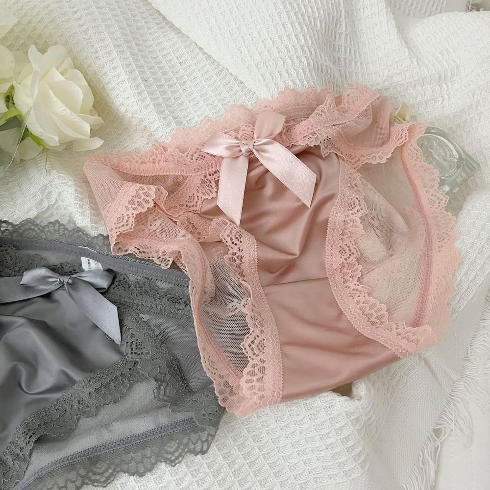 Transparent Lace Panties Low Waist Mesh Flower Briefs Breathable Lace Thin Underwear  Girl