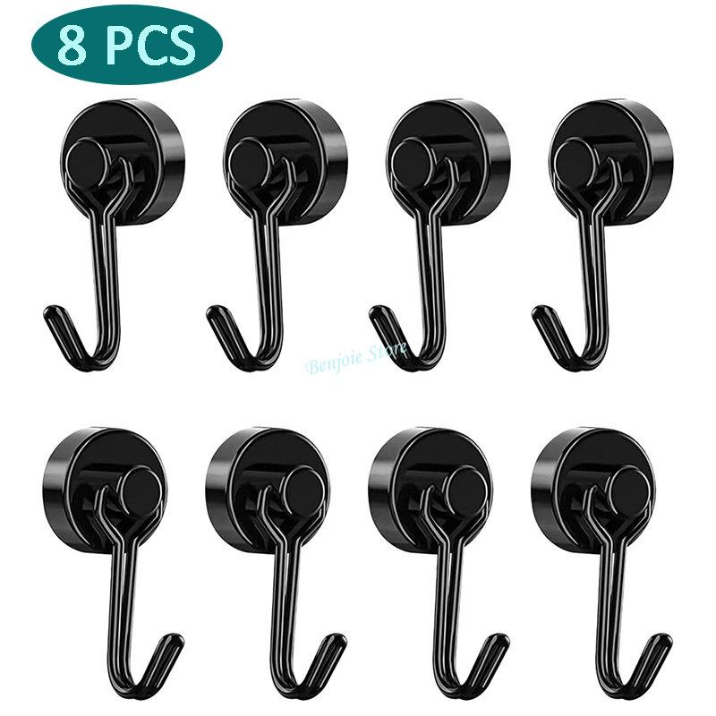 Magnetické háčky Vysoce odolné magnety Háček 30LB Silný neodymový magnet s otočnými háčky pro domácí kuchyňské věnce na klíče od ledničky