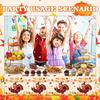 1 Pack Thanksgiving Fall Tablecloth Disposable - 108" × 54", Fall Table Cloth Autumn Harvest Turkey Pumpkin Leaves Tablecover Plastic Rectangle