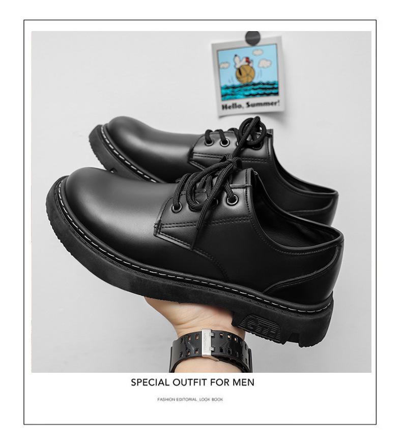 Men's Casual Black Leather Martin Boots - Small, Formal, Business, Work Shoes