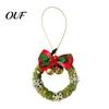 Small Fabric Decorations for Home Mini Christmas Wreath Ornament, Hanging Decoration with Plaid Bow And Reusable Holiday Ornaments Metal Bells,