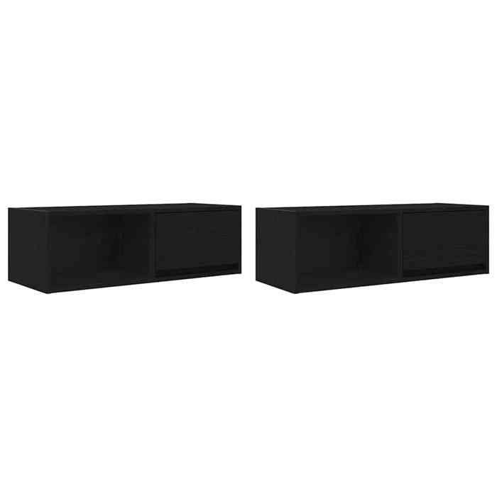 VidaXL Meuble TV 2 pcs chêne noir 80x31x25,5 cm bois d'ingénierie, banc TV, meuble hifi, centre de divertissement, buffet 861457