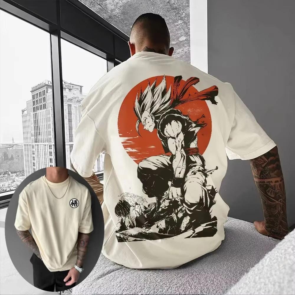 

Dragon Ball Z Son Goku Sunset Warrior Oversized T-Shirt Men Anime Art Streetwear Casual Graphic Tee Loose Fit S разноцветный