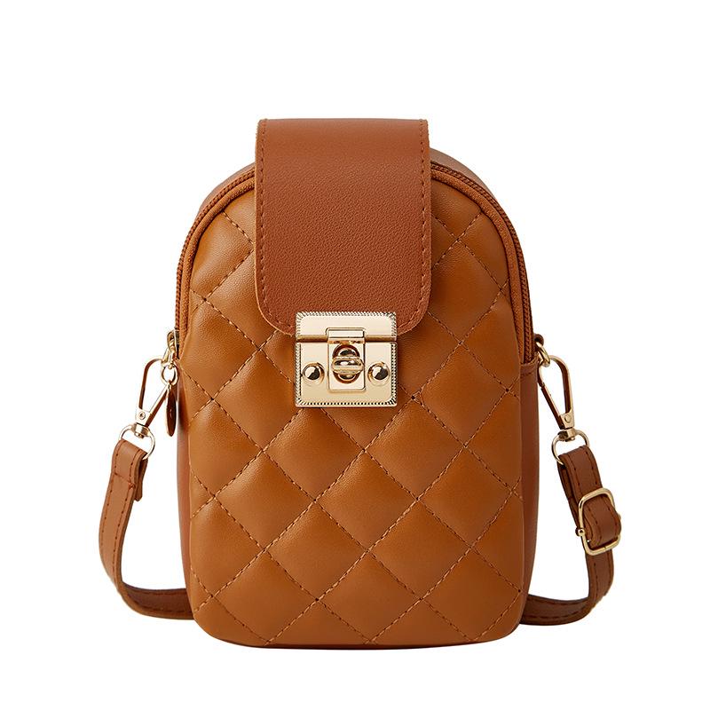 Embroidered Diamond Pattern Crossbody Phone Bag - 2023 Ladies' Versatile Single Shoulder Bag