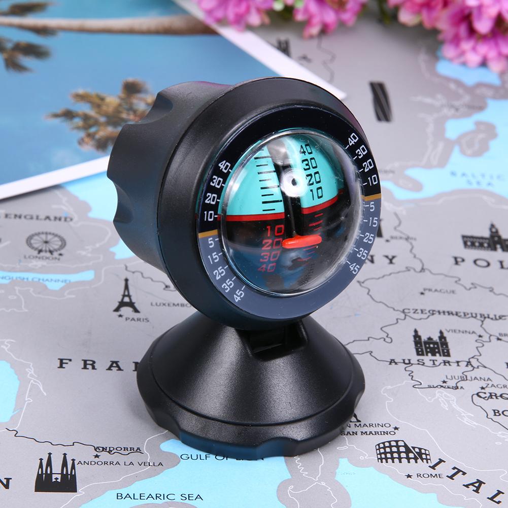Car Compass Built-in LED Inclinometer Angle Vehicle Declinometer Gradient Auto Slope Meter Level High-Precision Gauge Accessory