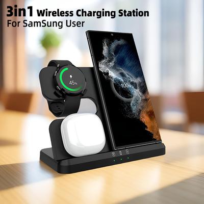 3in1 Kabelloses Ladegerät 15W Schnellladestation Für Samsung S24/S23/S22/S21/S20/Z Flip 4/5/6/Galaxy Watch 7/6/5/4/Buds 3 2 Pro