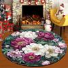 Vintage Peony Floral Round Rug Non-Slip Machine Washable Floor Mat 2D Flat Soft Area Rug for Bedroom Home Decor Gift