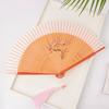 Elegant Chinese Style Folding Fan Flower Tassel Folding Fan Carved Bamboo Folding Fan  Dance Prop