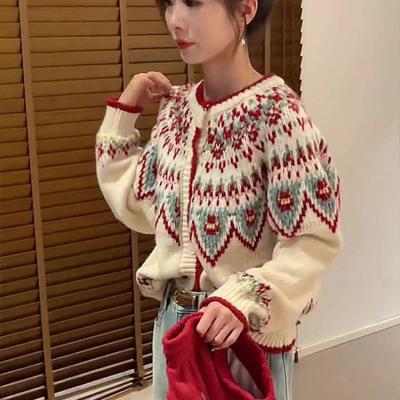 Woman Flower Decorative Sweaters Korean Fashion Lazy Style Knitted Cardigans Autumn Loose Versatile Female Sweater Coat
