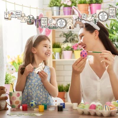 Easter Decoration Wooden Craft Lamb Tree Decoration Label Wreath for Home Classroom Decoration