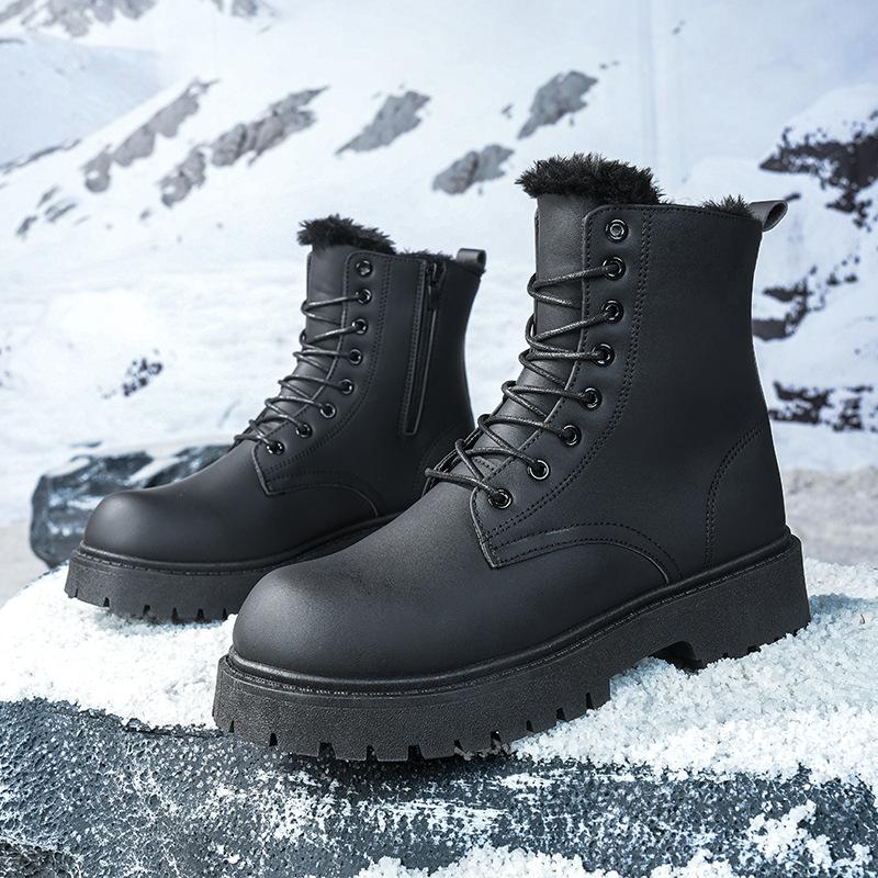 

Winter new high-top velvet cold-proof and windproof outdoor sports Martin boots fashionable versatile heightening lace-up men s boots 37