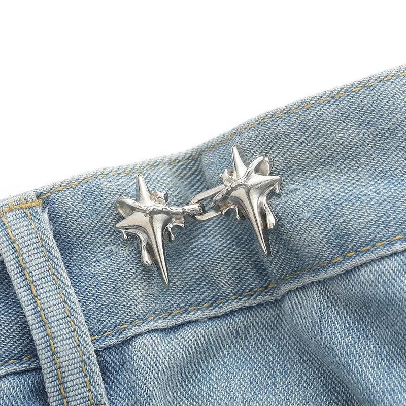 Buckle Four Pointed Star Waist Buckle Decorative Buttons No Sewing Nail-free Detachable Button for Jeans Waist Adjustment Tools