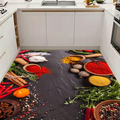 Tappeti antiscivolo con stampa di spezie Tappetino da cucina Tappetino da cucina morbido e addensato Tappeto runner impermeabile assorbente antiscivolo antiolio vintage